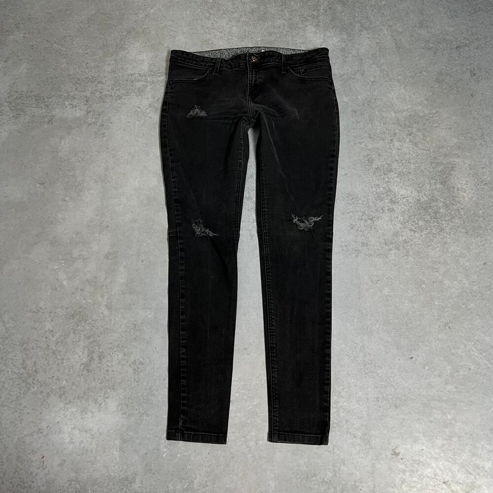 Harley Davidson Skinny Jeans Women's Size 31 Fitted Stretch Black Denim
